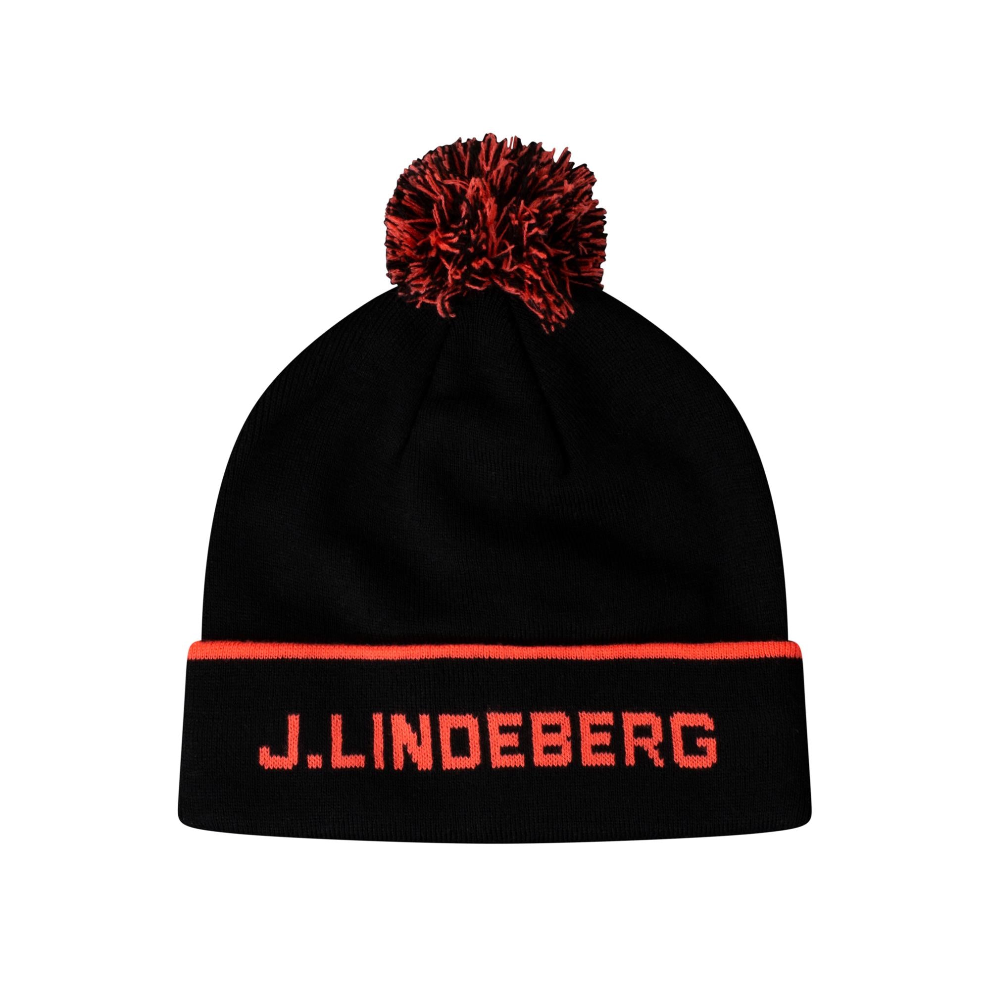 J Lindeberg Stripe Knitted Bobble Hat Black